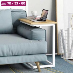 طاولة جانبية متحركة بسطح خشب مضغوط وإطار فولاذ 60×33×70 سم