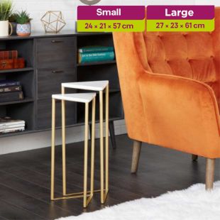 طقم 2 طاولة جانبية رخامية بتصميم متداخل مع إطار حديد