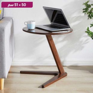 طاولة جانبية دائرية من الخشب الصلب بتصميم عصري 50×51 سم