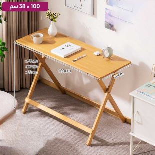 طاولة دراسة قابلة للطي خشب بامبو مع ارتفاع قابل للتعديل 100×38 سم
