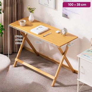 Adjustable-Height Bamboo Folding Study Table 100 × 38 cm