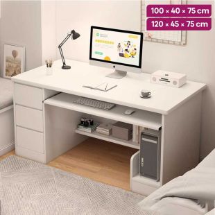MDF Study Desk with Three Drawers and CPU Space - Without Installation
