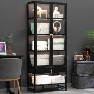 منظم خشبي 5 طبقات مع درج وباب مزدوج - 170 × 70 × 33 سم