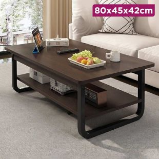 Modern Grainboard Wood Table with Steel Frame 80 × 45 × 42 cm - Without Installation