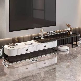 طاولة تليفزيون متداخلة بإطار معدني مع 2 درج 130 × 41 × 35 سم