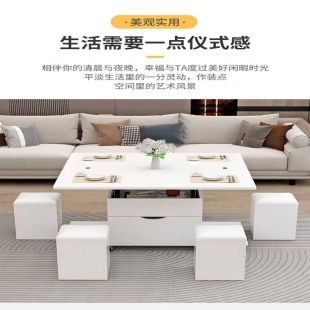 طاولة قابلة للطي مع مساحات تخزين و 2 درج و 4 مقاعد وعجلات