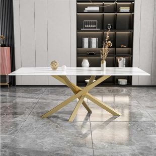 طاولة بسطح رخامي مع قاعدة معدنية