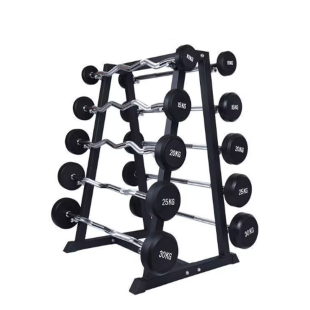 ستاند معدني مزدوج مع بارات مستقيمة ومموجة بأوزان ثابتة