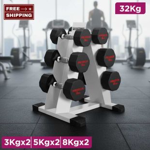 32KG Steel Dumbbell Set with Storage Stand
