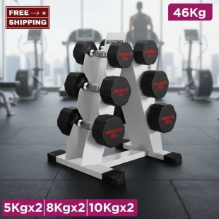 46KG Steel Dumbbell Set with Storage Stand
