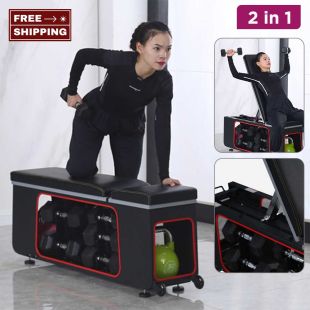 2-in-1 Adjustable Training Bench with Dumbbell Organizer