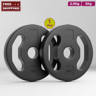 Rubber-Coated Weight Plates with Hand Grip - 1 Pair