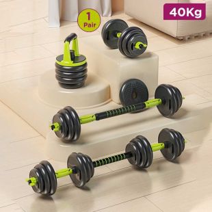 3-in-1 Adjustable Dumbbell Set - 1 Pair 40 kg Total