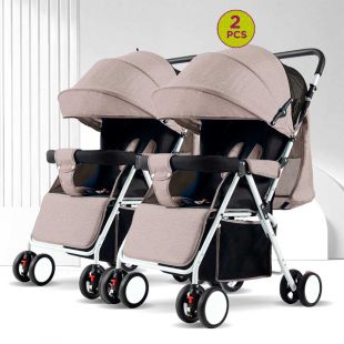 One-Click Folding Sit and Recline Twin Baby Stroller 2Pcs
