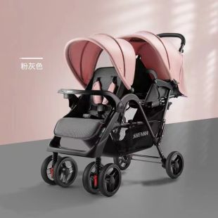 Double Baby Stroller with Front and Rear Seats