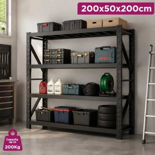 4-Tier Metal Storage Rack Main Frame and Sub-Frame 200 &times; 50 &times; 200 cm - Without Installation
