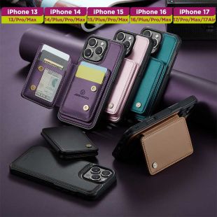 غطاء حماية مغناطيسي مع حافظة بطاقات وشحن لاسلكي لهواتف أيفون