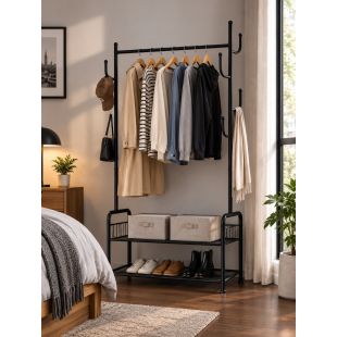 Metal Clothes Stand with Side Hooks 60×35×170cm