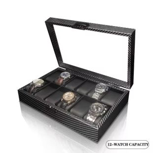 صندوق ساعات فاخر 12 فتحة مع وسائد مخملية