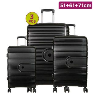 Set of 3Pcs PP Travel Luggage Black 51 + 61 + 71cm
