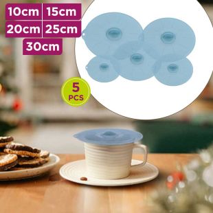 Set of 5 Round Silicone Suction Lids