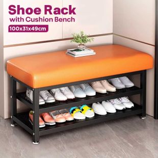 Shoe Rack with Cushion Bench