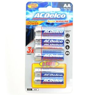 طقم 6 بطاريات AA  قوة 1.5 فولت Alkaline من AC Delco