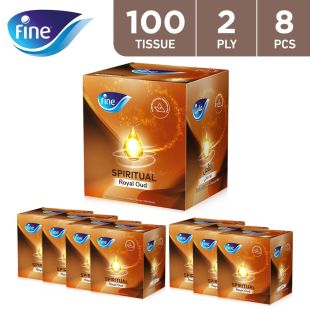 Fine Oud Cube Tissues 100 x 2 Ply (8 Pieces)