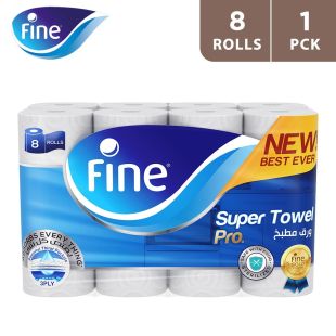 Fine Towel Household 60 Sheets 3 Ply - 8 Rolls