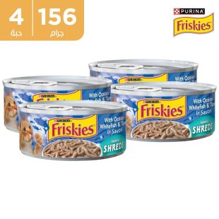 طعام قطط رطب من السمك الأبيض و التونا في صوص 4 × 156 جرام من Friskies