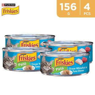 Friskies Pate White Fish & Tuna Dinner 4 x 156g