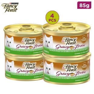 Fancy Feast - Gravy Lovers Salmon Feast in Seared Salmon Flavour Gravy Gourmet Cat Food 4 x 85g