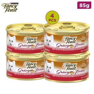 Fancy Feast - Gravy Lovers Beef Feast in Roasted Beef Flavour in Gravy Gourmet Cat Food 4 x 85g