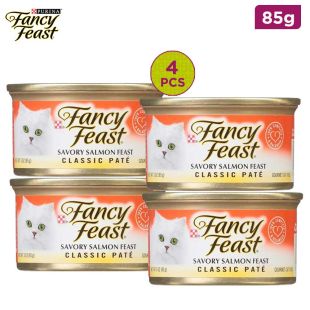  Fancy Feast Classic Pate Savoury Salmon Feast Gourmet Cat Food 4 x 85g
