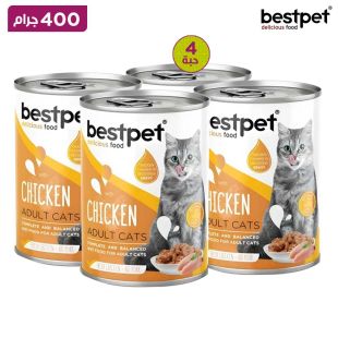 بيست بيت - طعام رطب للقطط بنكهة الدجاج والمرق 4 × 400 جرام