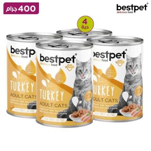 بيست بيت - طعام رطب للقطط بنكهة الديك الرومي والمرق 4 × 400 جرام