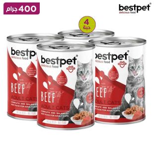 بيست بيت - طعام رطب للقطط بنكهة اللحم البقري والمرق 4 × 400 جرام