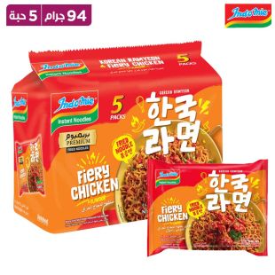 إندومي نودلز كورية مقلية بنكهة الدجاج الحار 5 × 94 جم