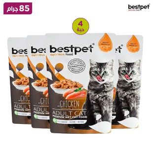 بست بيت - طعام رطب فاخر للقطط البالغة بنكهة الدجاج 85 جم × 4