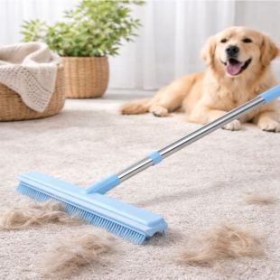 Silicone Floor Brush with Rubber Squeegee and Stainless Steel Handle