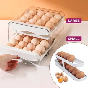 رف تخزين البيض ذو التمرير التلقائي 2 طبقة