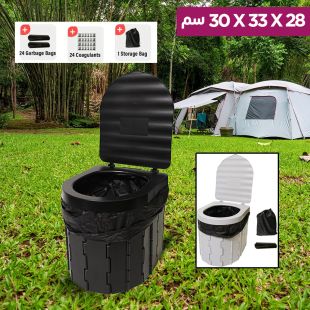 مرحاض تخييم متنقل مع غطاء