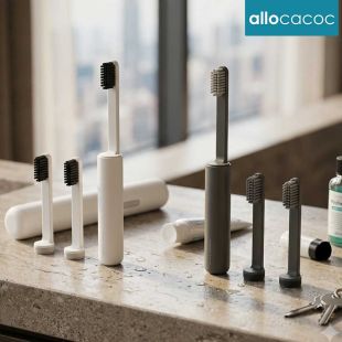 فرشاة أسنان للسفر قابلة للطي مع 3 رؤوس بديلة من Allocacoc