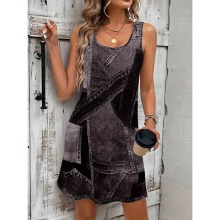 فستان جينز قصير بدون أكمام للسيدات