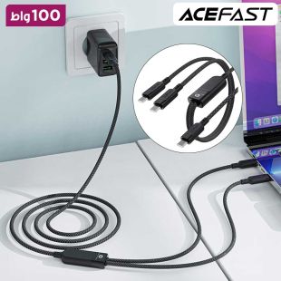كيبل للشحن ونقل البيانات Type-C إلى Type-C 2 في 1 بقوة 100 واط من Acefast