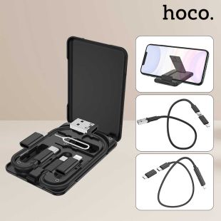 مجموعة اكسسوارات 6 في 1 من كيبلات شحن متعددة مع علبة تخزين من Hoco