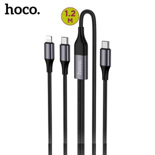 Hoco 2in1 Type-C To Lightning + Type-C Charging Cable 1.2m