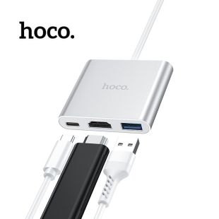 محول HUB متعدد الوظائف (Type-C إلى USB3.0 + HDMI + PD) من Hoco