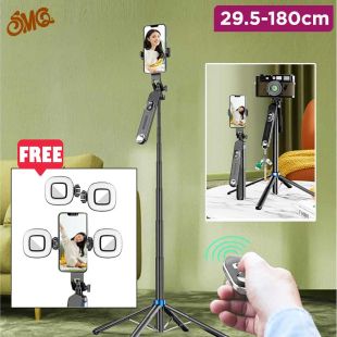 Extendable Selfie Stick 29.5 to 180 cm with 2 Free LED Light by SMQ