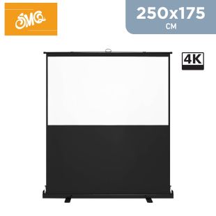 SMQ Manual Pull Up Projector Screen 4K 250×175cm + Portable Bag